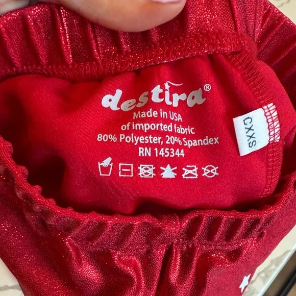 Destira Sparkly gymnastics shorts XXS - Red, Pink, Silver - Picture 3 of 5
